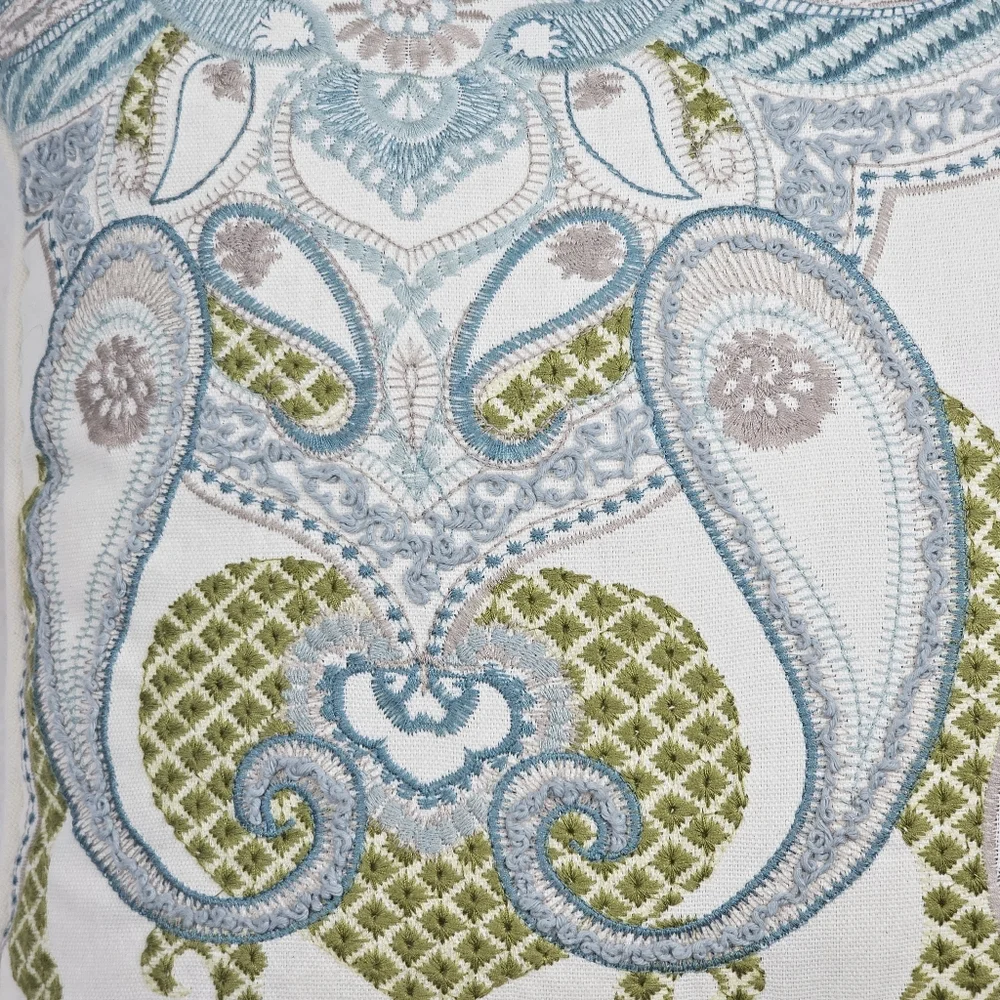 Pier 1 Imports Set Of 2‎ Throw Pillows Teal Green Blue White 16x16 Nostaglic